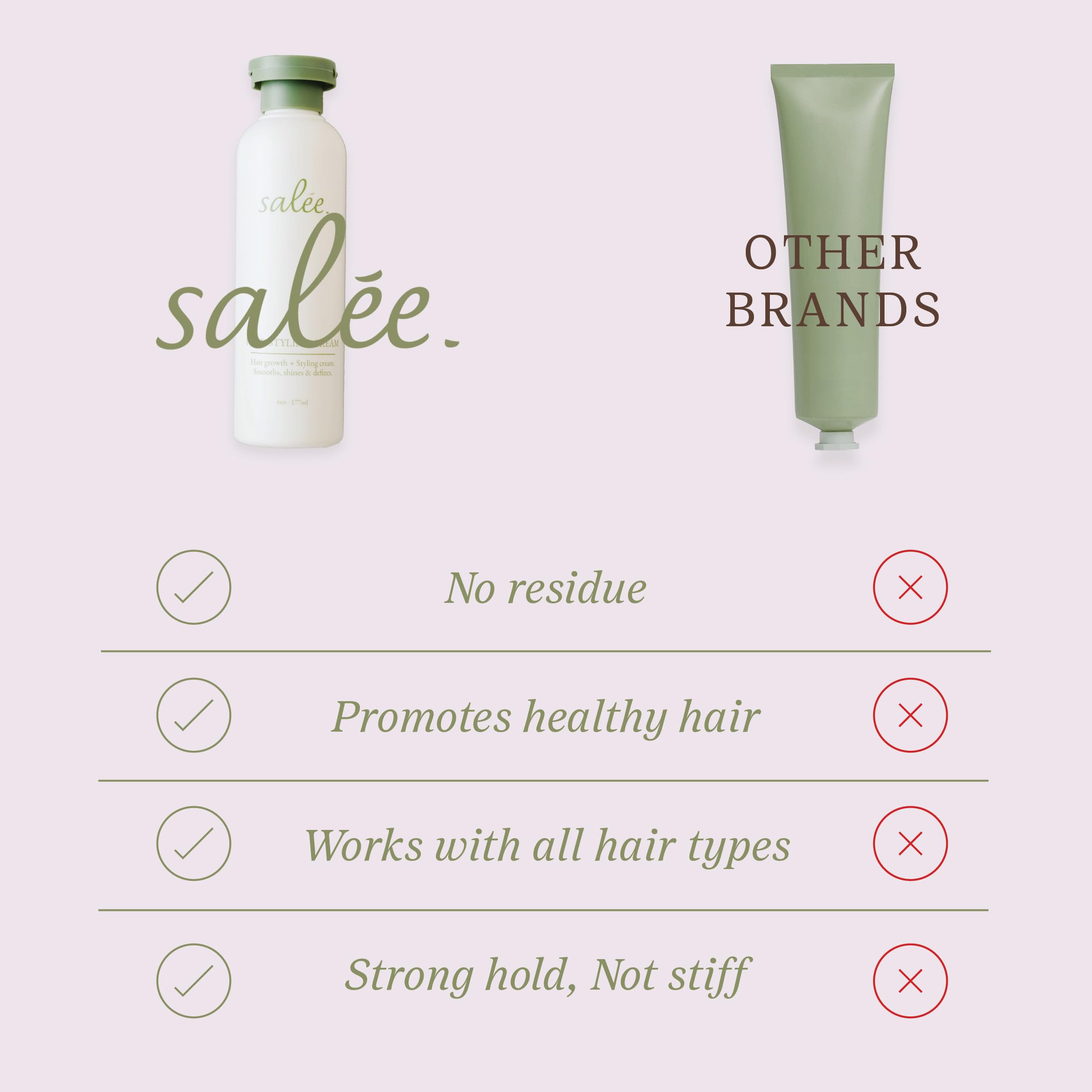 SALEE styling cream smooths hair for defined curls and soft waves.