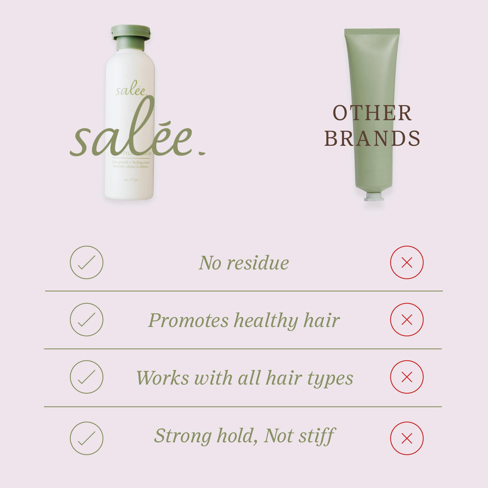 SALEE styling cream smooths hair for defined curls and soft waves.