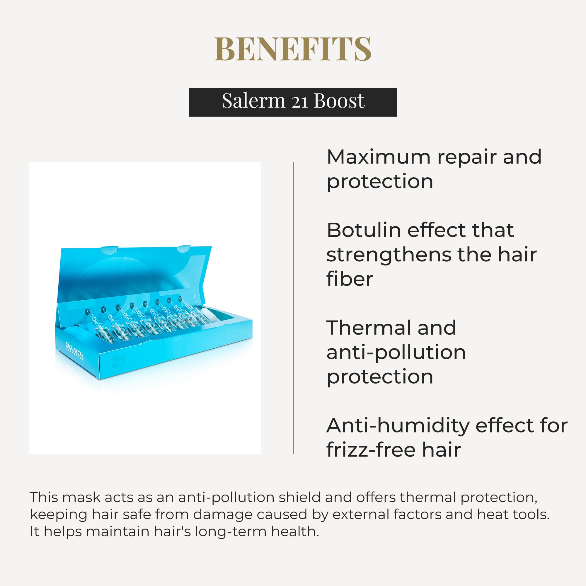 SALERM 21 Boost applying to hair; massage for even distribution of actives.