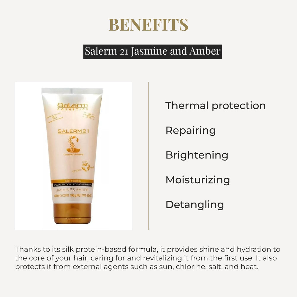 SALERM 21 Jazmín-Ámbar Aplicación en cabello mojado: aporta hidratación y deslizamiento.