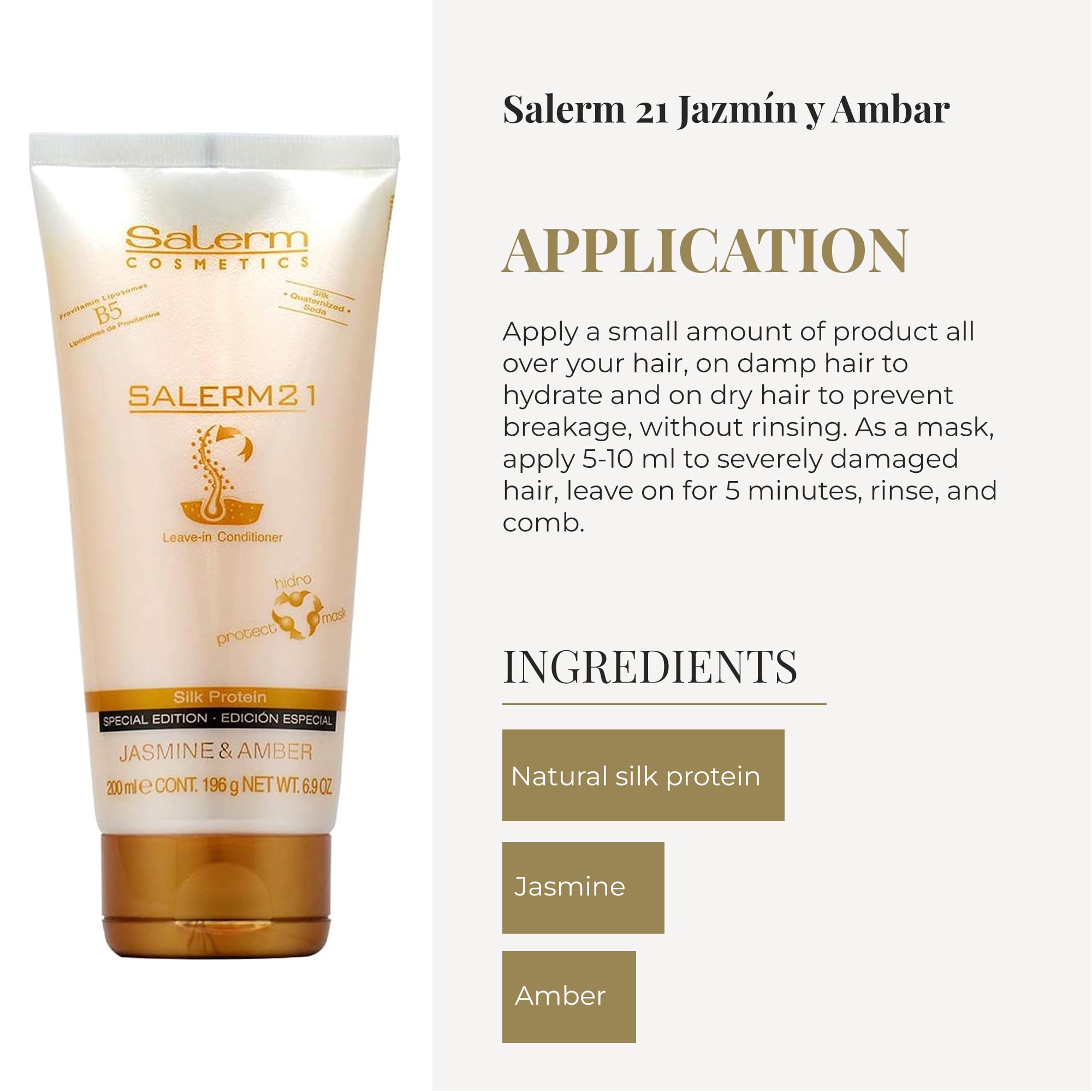 SALERM 21 Jazmín-Ámbar Control del frizz: ayuda a suavizar y peinar.