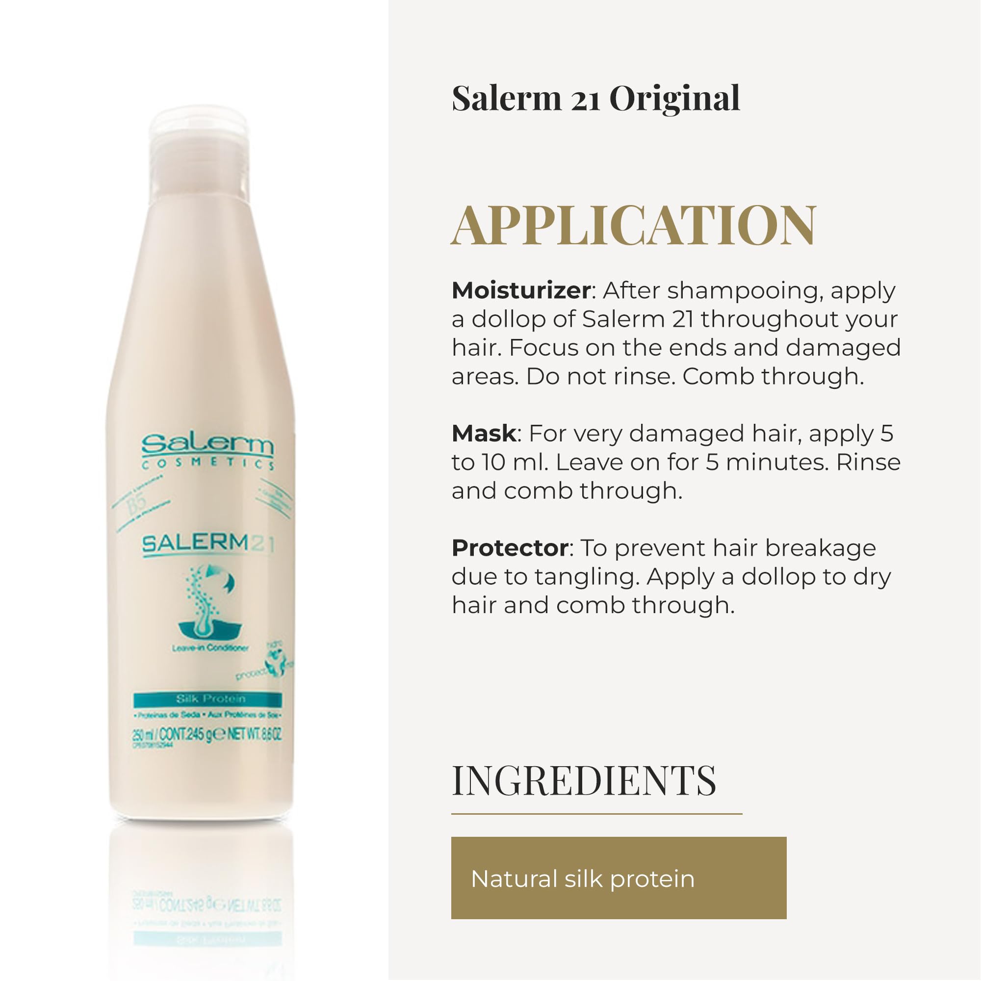 SALERM 21 proteina seda protección calor: uso diario protegido