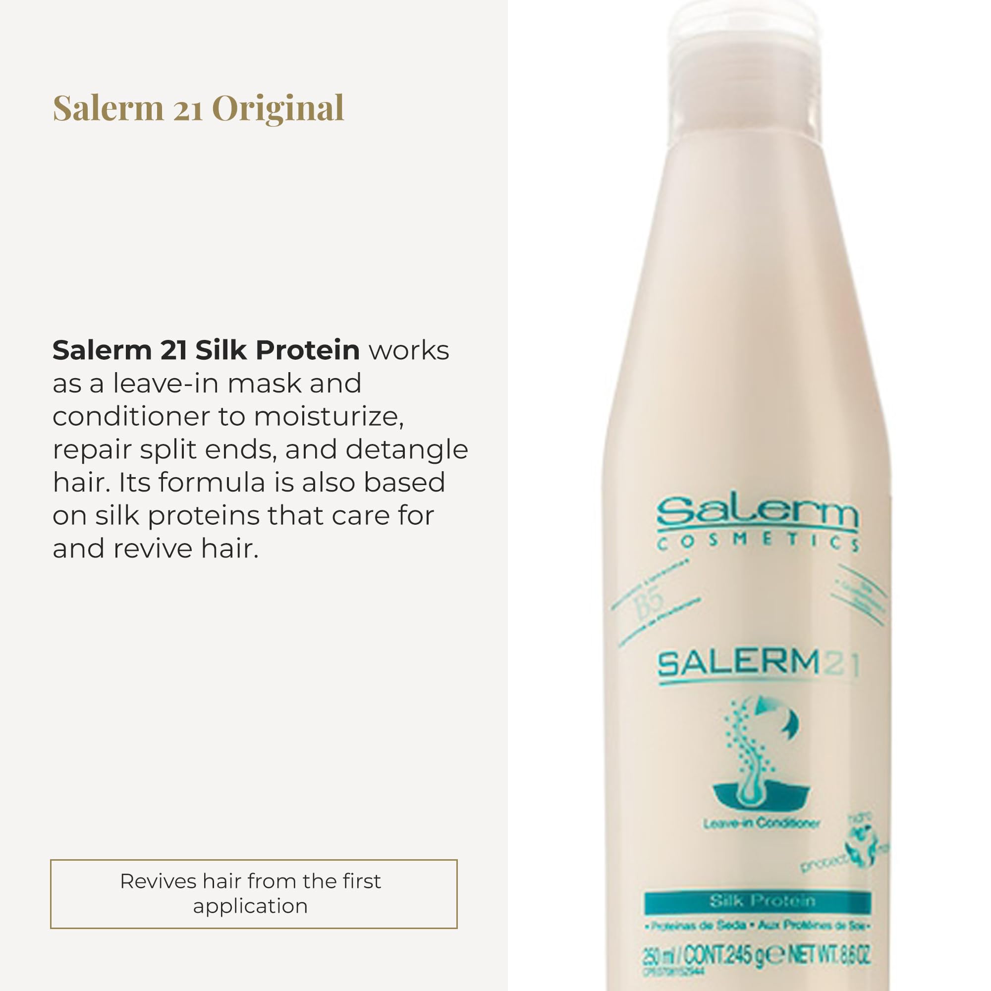SALERM 21 proteina seda textura crema: aplicación fácil y brillo natural