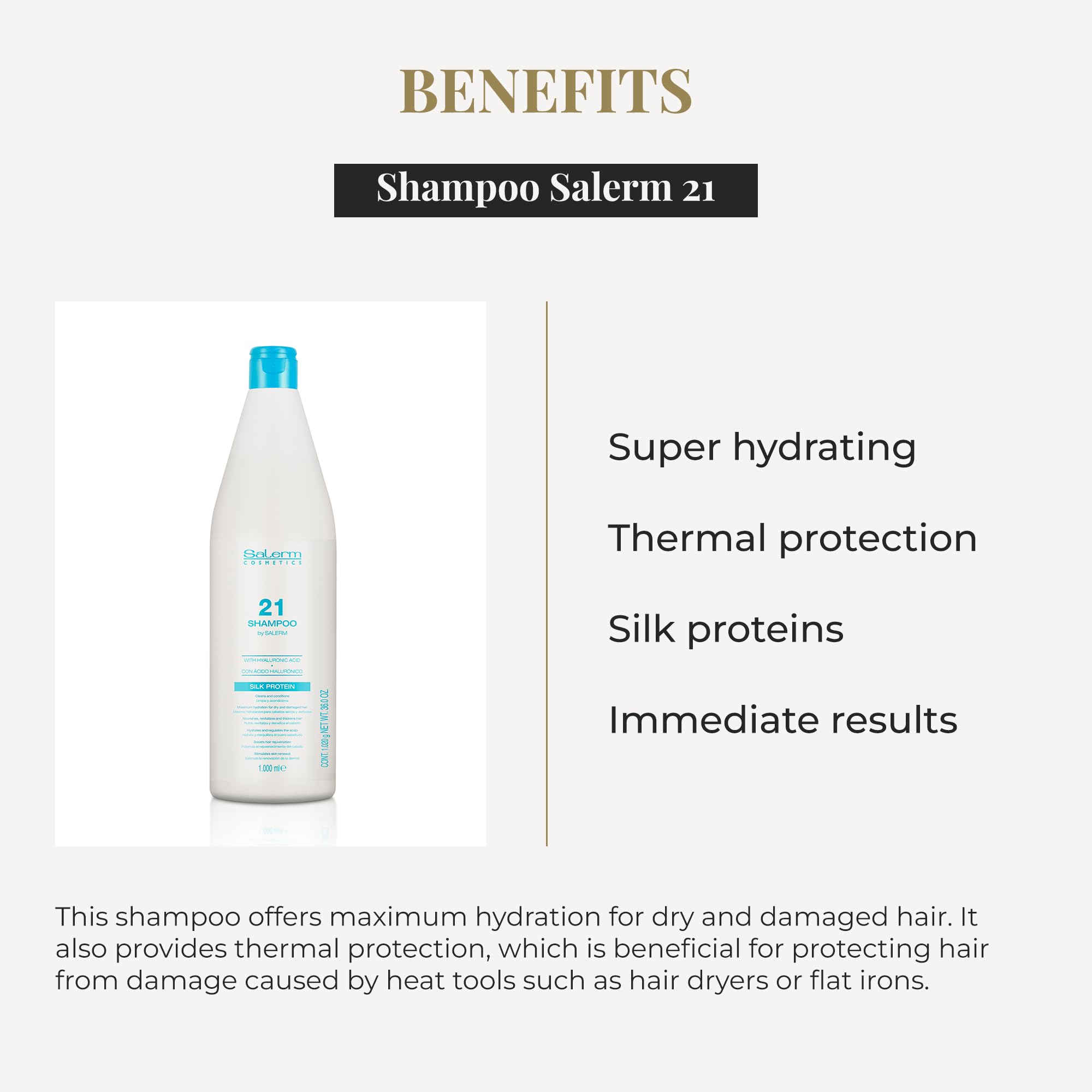 SALERM 21 Repair Shampoo foam shows smoothing and shine on hair