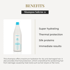 SALERM 21 Repair Shampoo foam shows smoothing and shine on hair