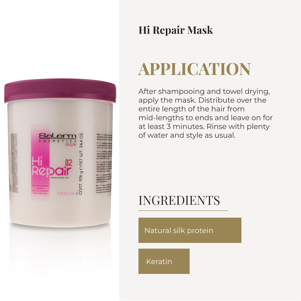 SALERM Hi Repair Mask application from mid-length to ends