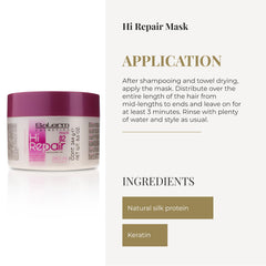 Cabello brilla notablemente tras usar SALERM Hi Repair Mask para cabello dañado.