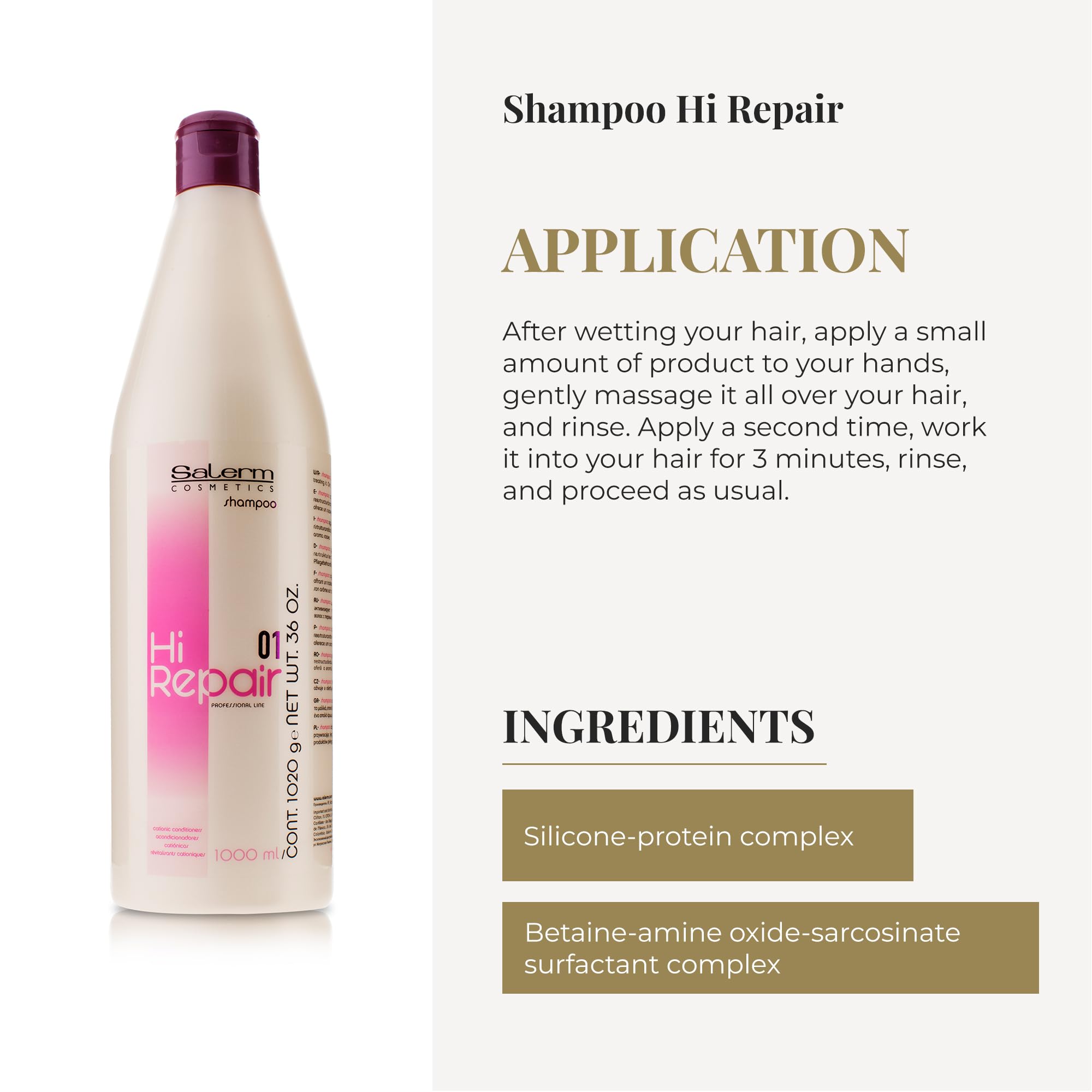 SALERM Hi Repair Shampoo hair shine shot hints at noticeable gloss after use