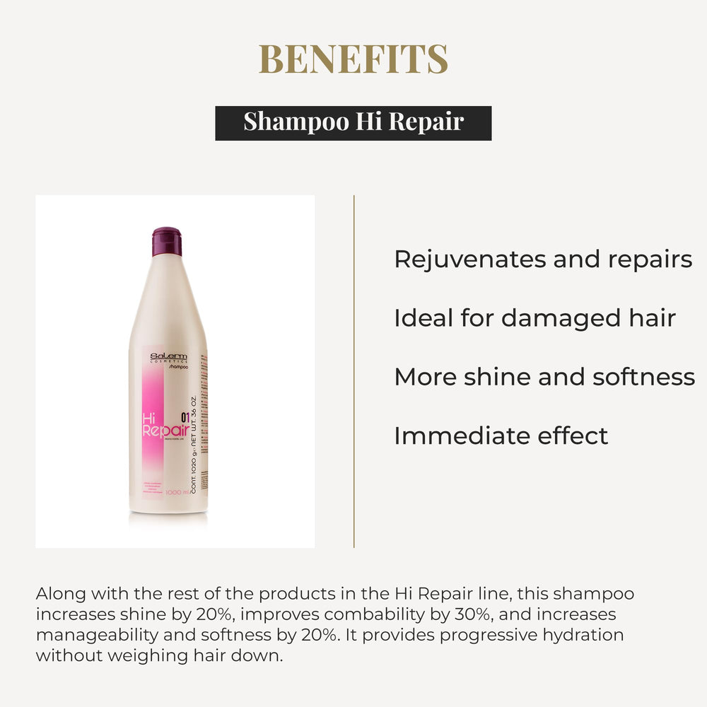 SALERM Hi Repair Shampoo lather closeup shows rich foam that cleans without weighing hair