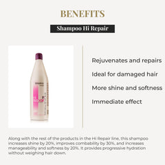 SALERM Hi Repair Shampoo lather closeup shows rich foam that cleans without weighing hair