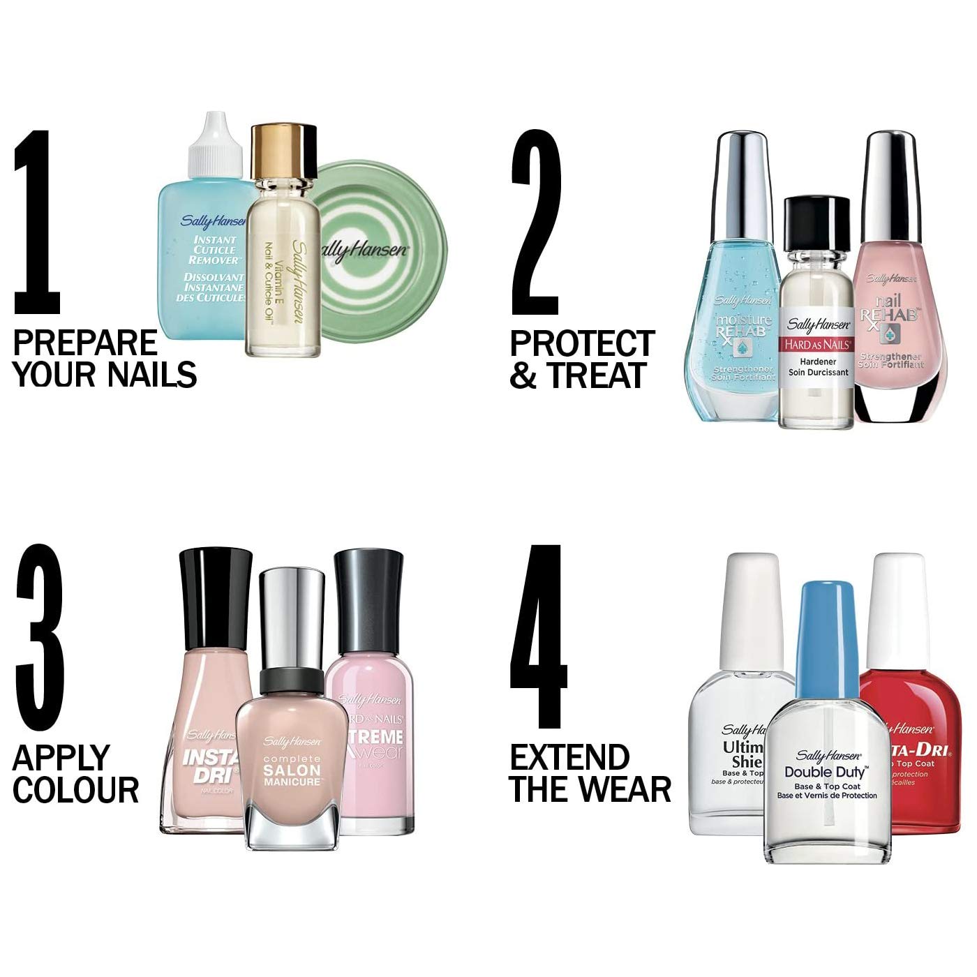 Sally Hansen bottle with dispensing view highlights protective base coat function.