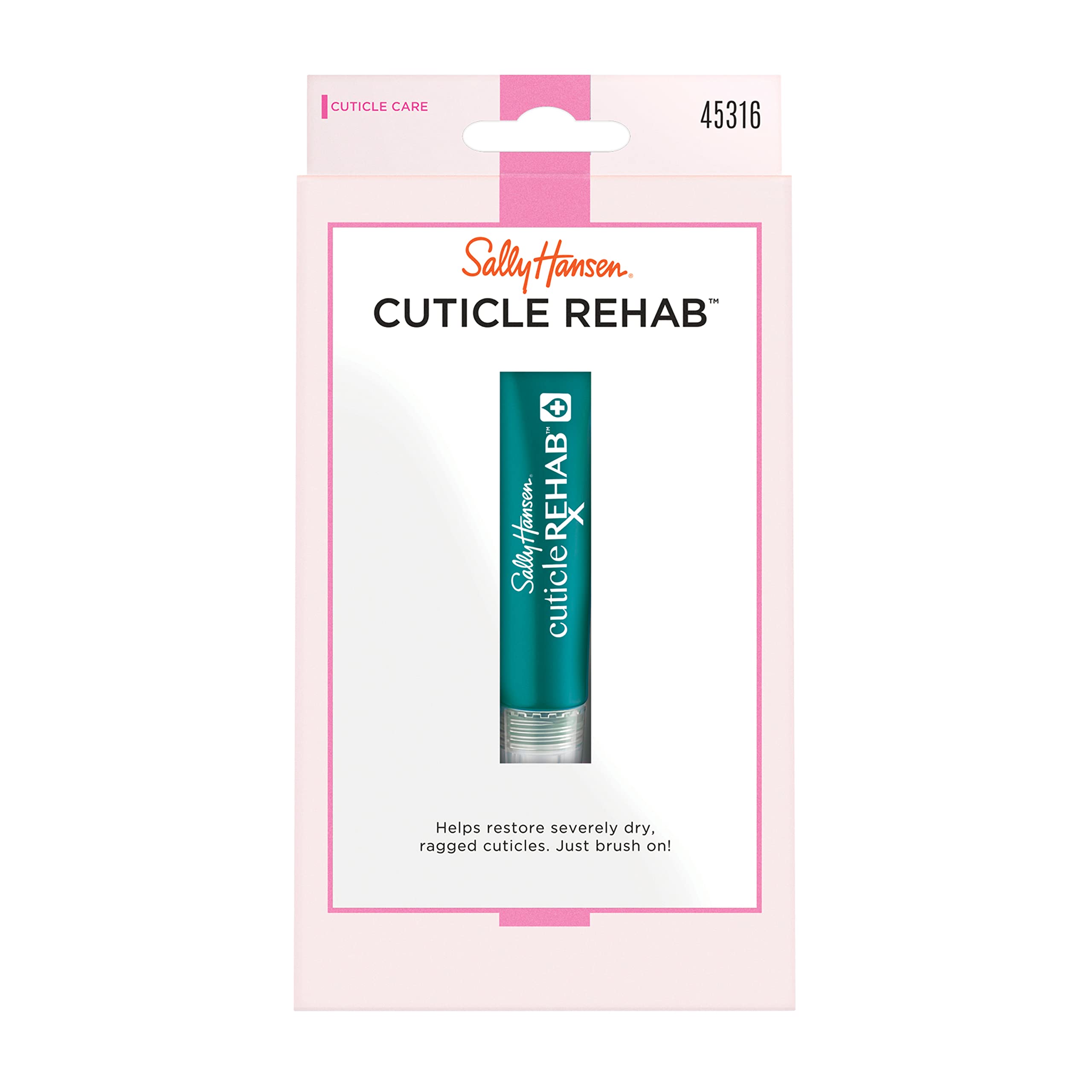 Sally Hansen Cuticle Rehab bottle showcasing a hydrating formula for dry cuticles.