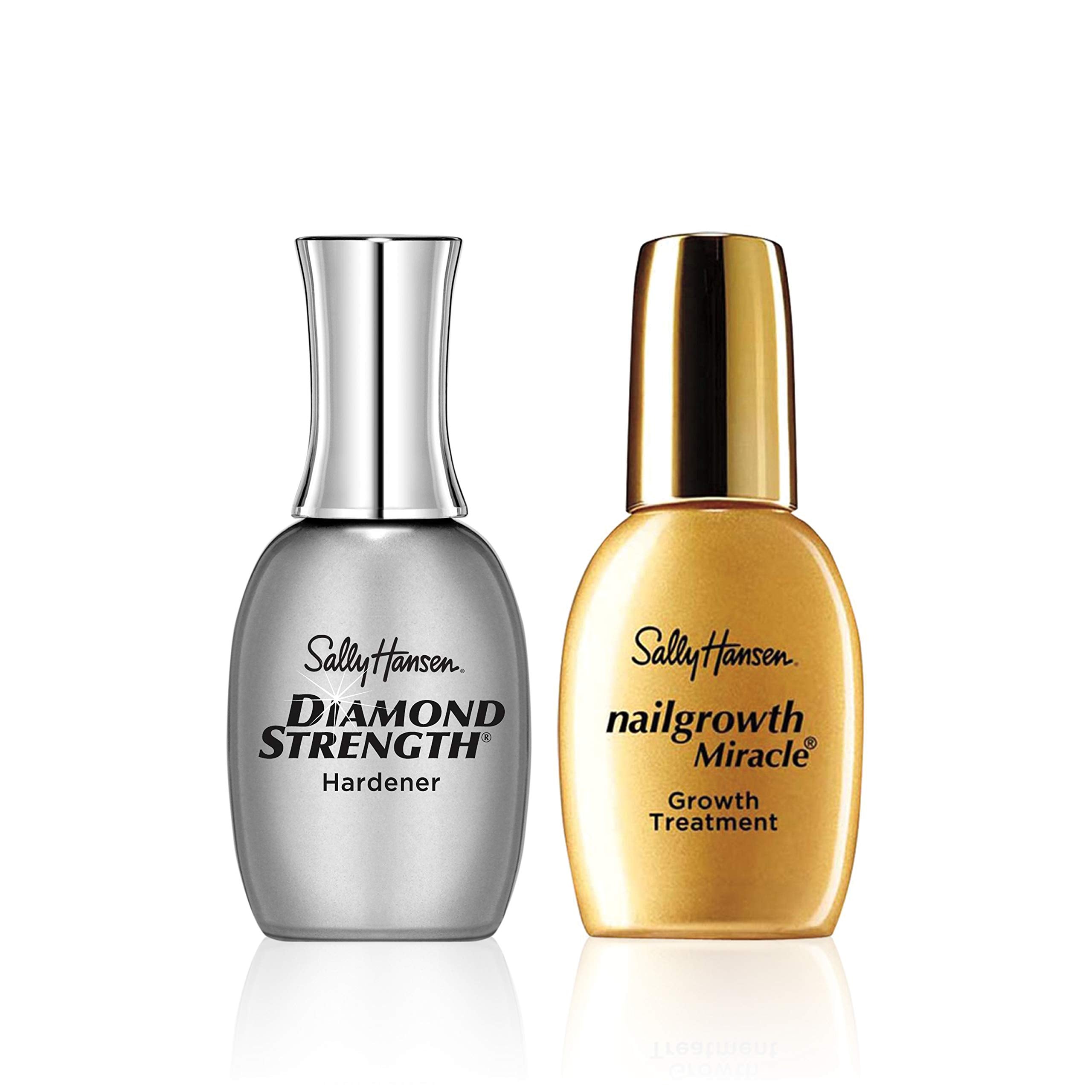 Sally Hansen Diamante fortalece uñas con aplicación clara y fácil de usar.