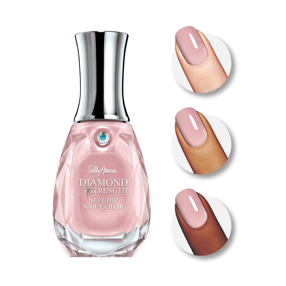 Sally Hansen Diamond Strength Champagne Toast brush stroke demonstrates smooth application and shimmer