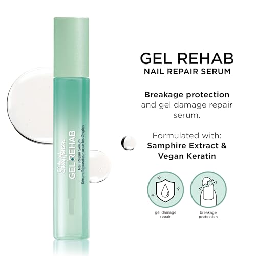 Sally Hansen Gel Rehab: acabado transparente, uso discreto bajo esmalte.