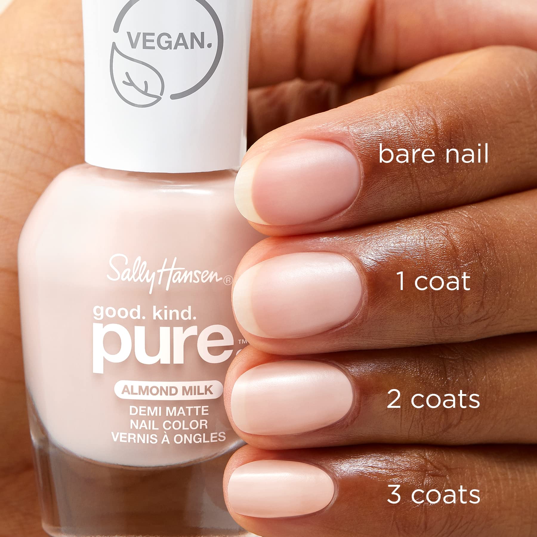 Sally Hansen Good. Kind. Pure. application close-up on brush and nail.