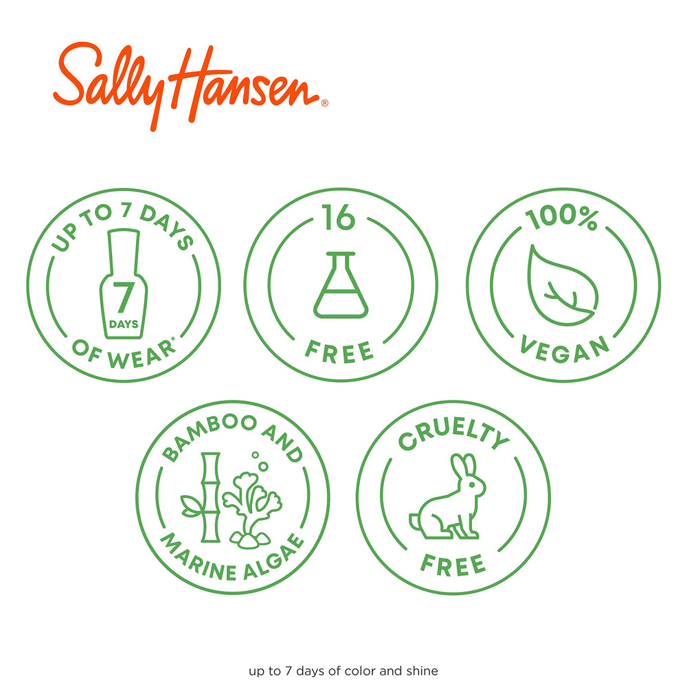 Sally Hansen Good. Kind. Pure. eco-friendly packaging emphasizes sustainable, plant-based beauty.