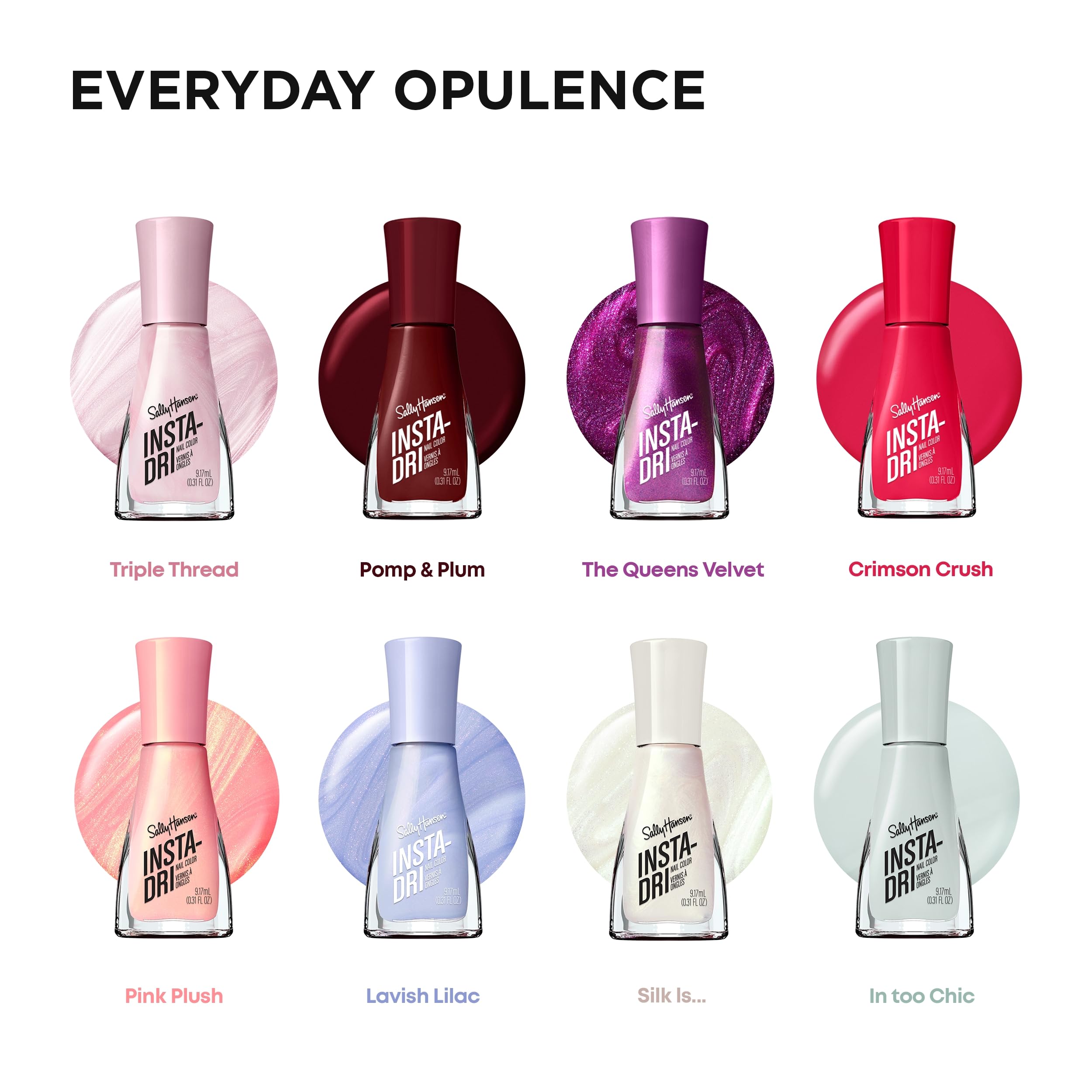 Acabado cremoso y brillante de Sally Hansen Insta-Dri para looks versátiles.