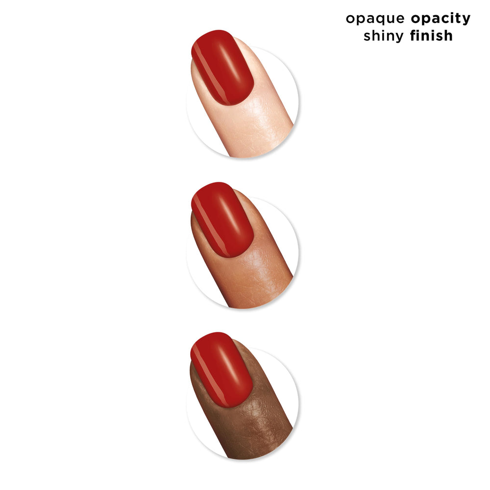 Sally Hansen Insta-Dri bottle highlights built-in base and top coat for single-step shine.