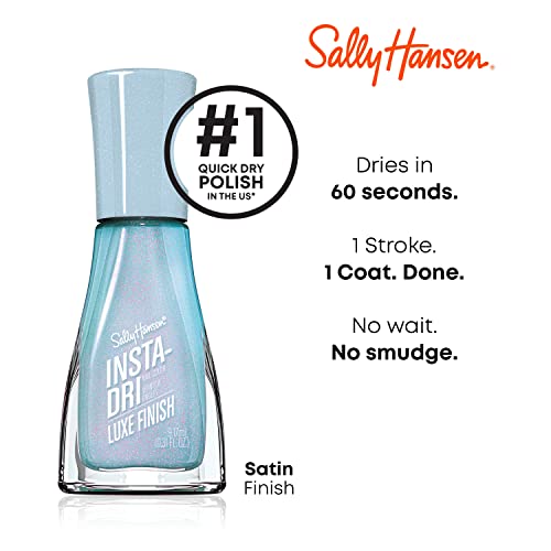 Sally Hansen Insta-Dri cap close-up highlights sleek bottle design.