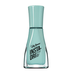 Sally Hansen Insta-Dri Cool Mint Blue bottle front showing fast-drying polish in action