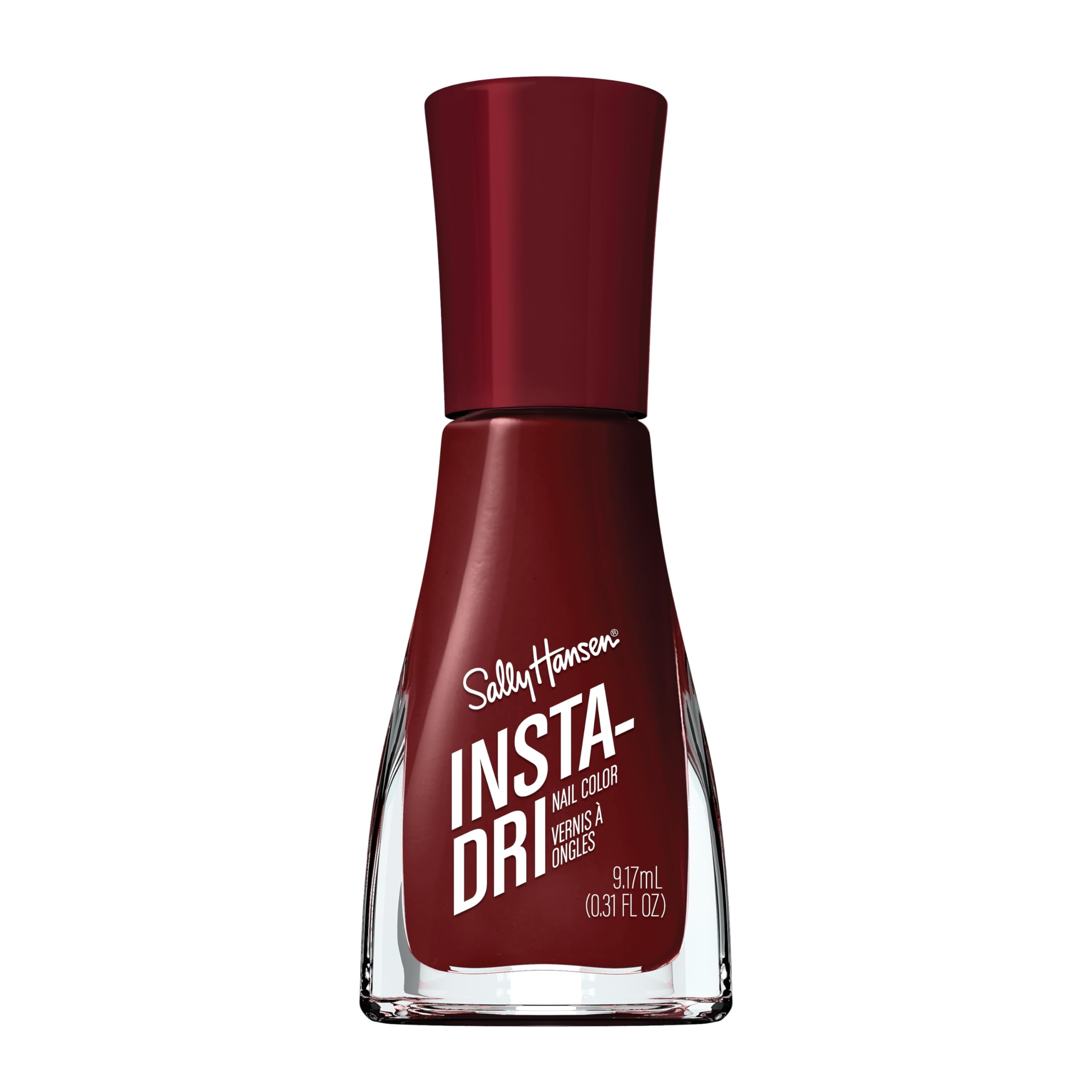 Esmalte Sally Hansen Insta-Dri en tono 398 Pomp Plum, color intenso y duradero.