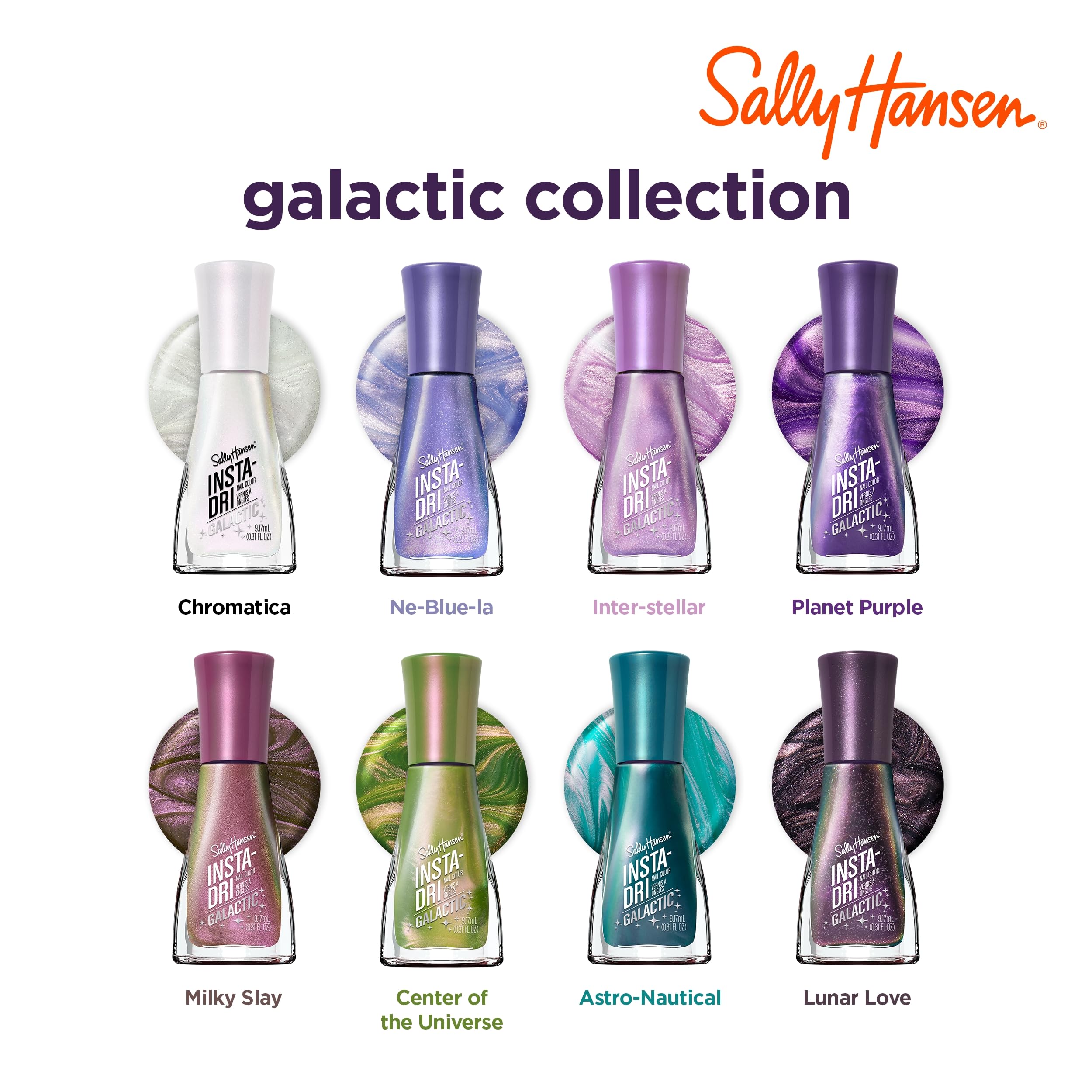 Model hand wearing Celestial Lilac for a quick-dry shimmering look.