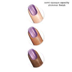 Sally Hansen Insta-Dri Galactic Planet Purple swatches reveal semi-opaque shimmer.