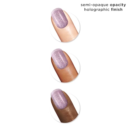 Sally Hansen Insta-Dri Holo-Glow 60-second dry scene highlights rapid, smudge-free color.