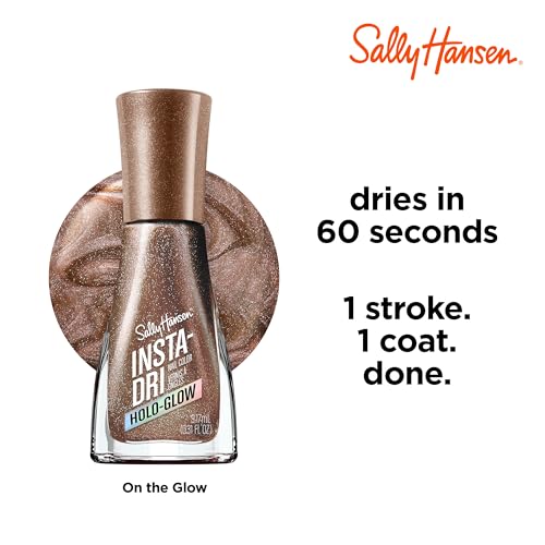 Sally Hansen Insta-Dri Holo-Glow close-up reveals iridescent particles and sparkle.