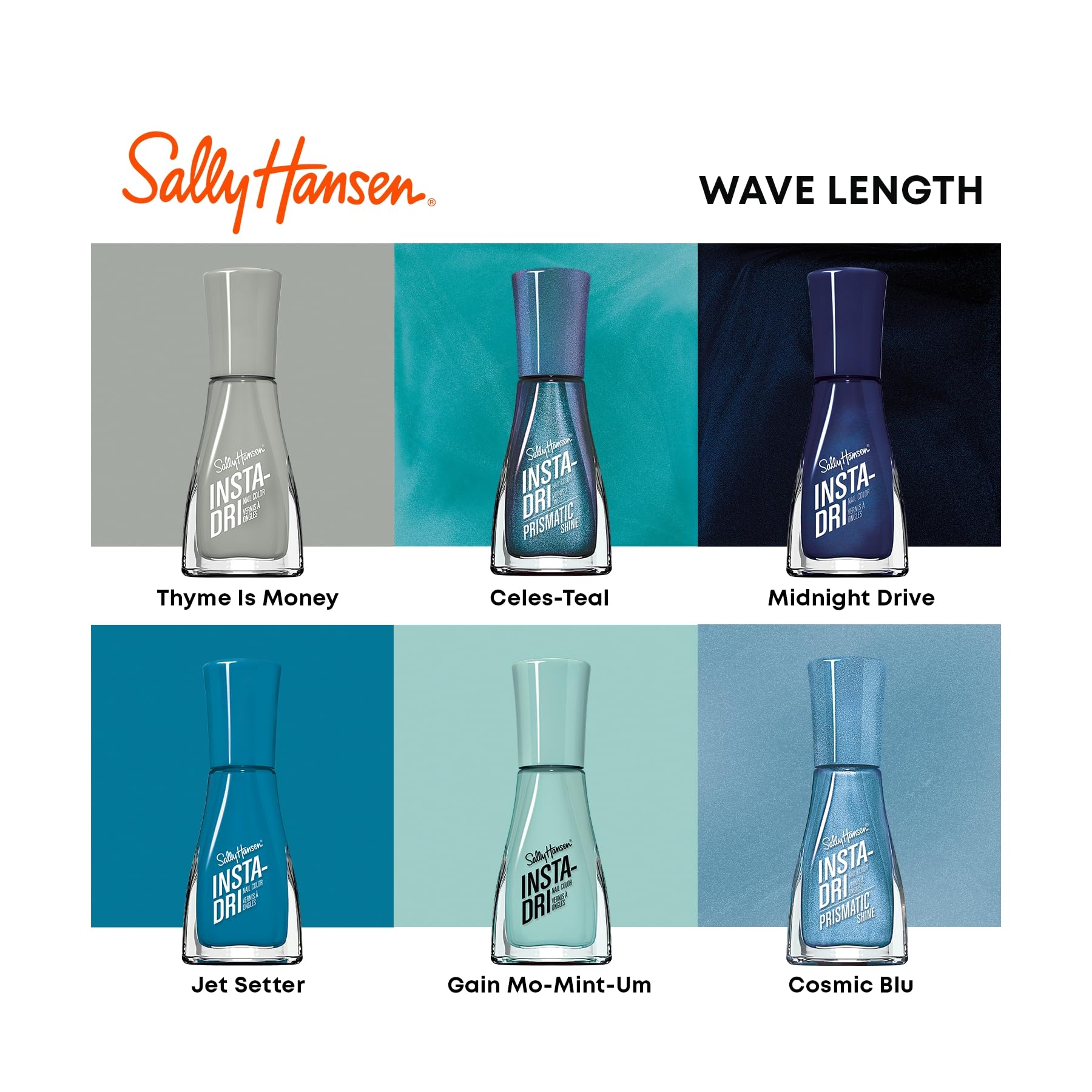 Sally Hansen Insta-Dri manufacturing label emphasizing quality and speed