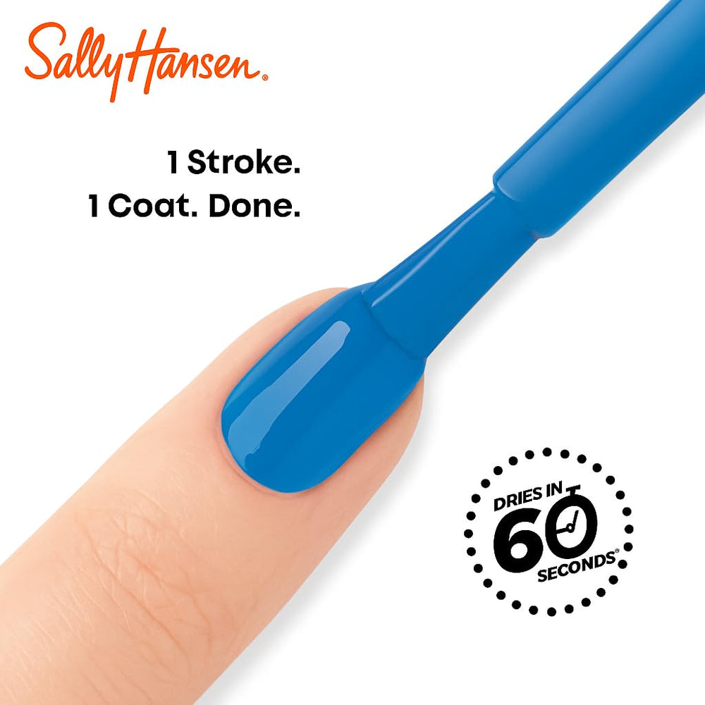 Sally Hansen Insta-Dri glossy finish on opaque blue shade.