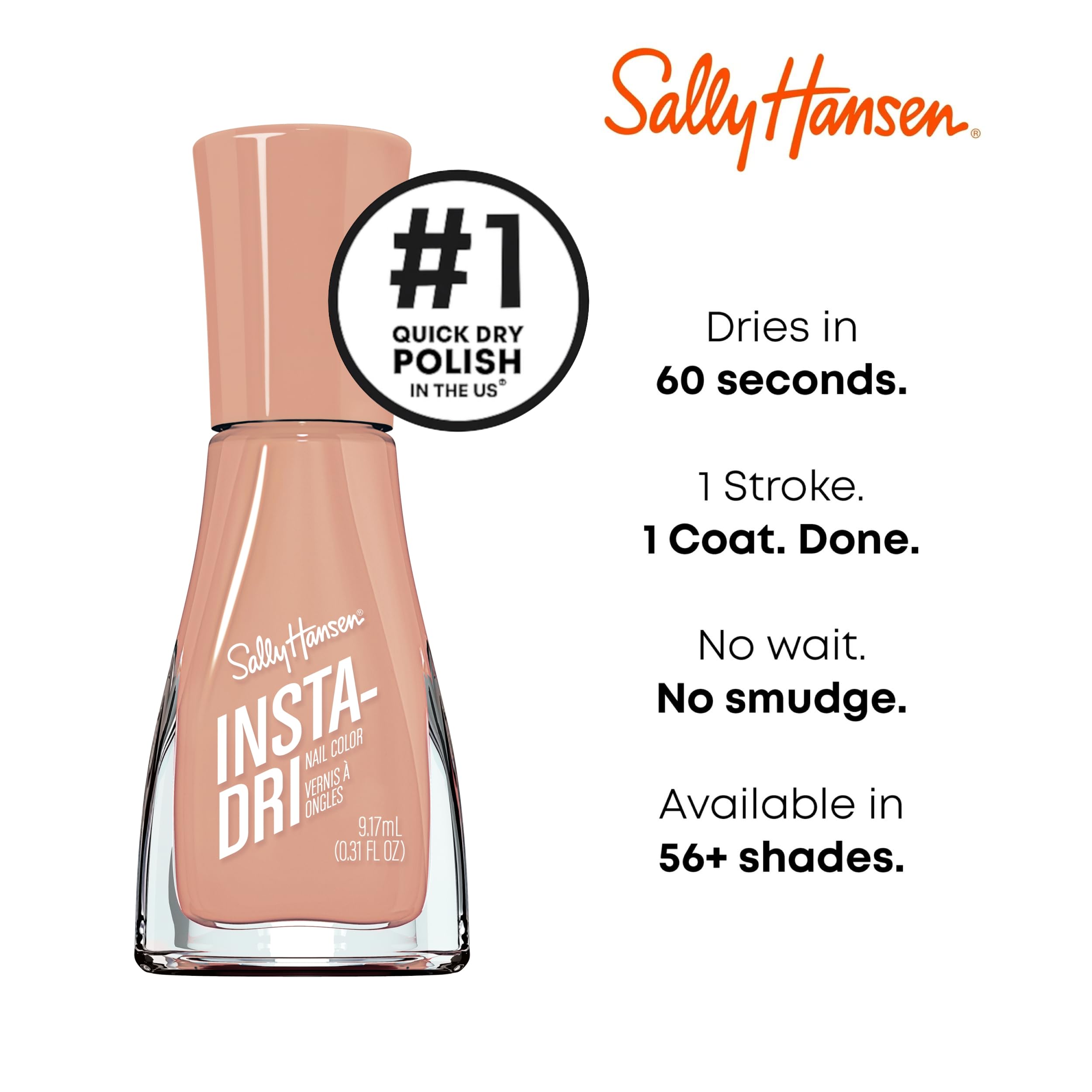 Sally Hansen Insta-Dri Instant Coffee shade card displays warm caramel tone.