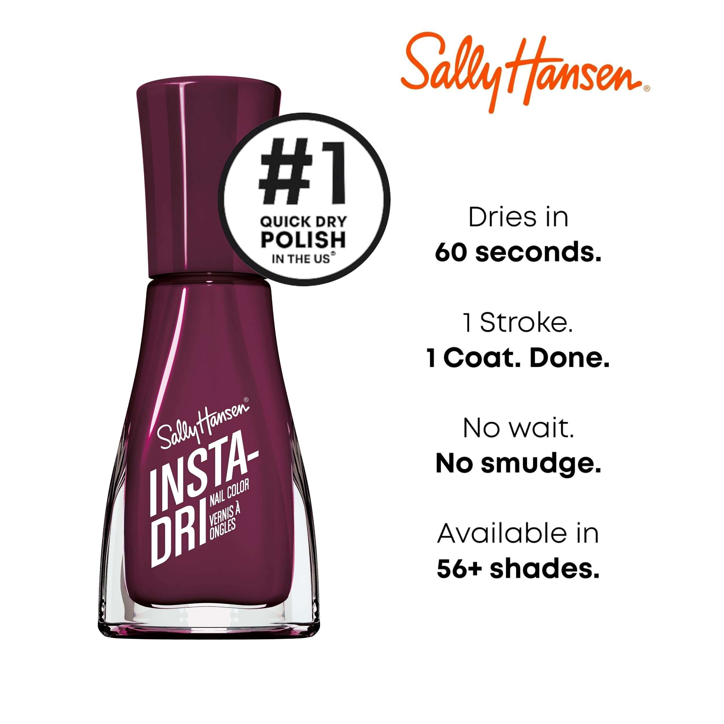 Sally Hansen Insta-Dri Zip Wine color swatch displays rich red.