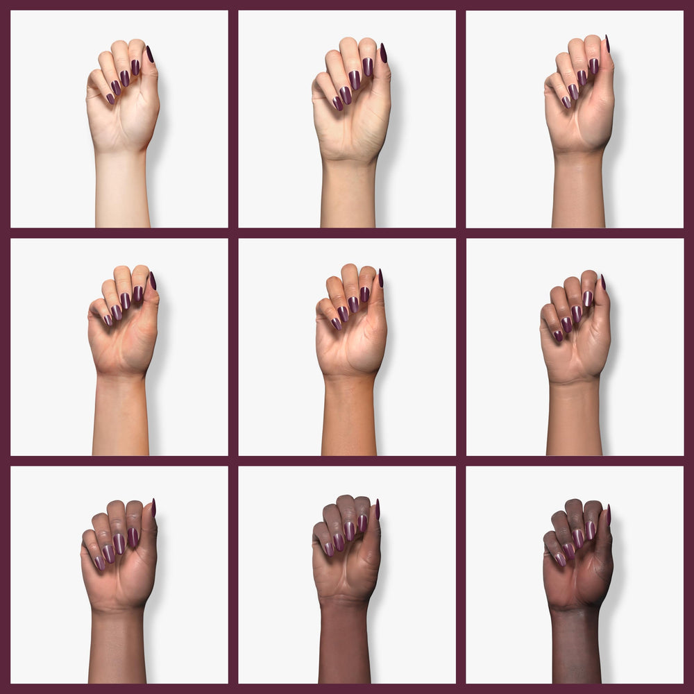Sally Hansen Insta-Dri glossy finish highlights shiny nail lacquer.