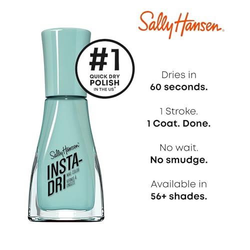 Sally Hansen Insta-Dri nail swatch in opaque Cool Mint Blue color