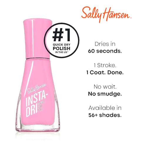 Sally Hansen Insta-Dri Pink Pursuit glossy finish for vibrant, durable look.