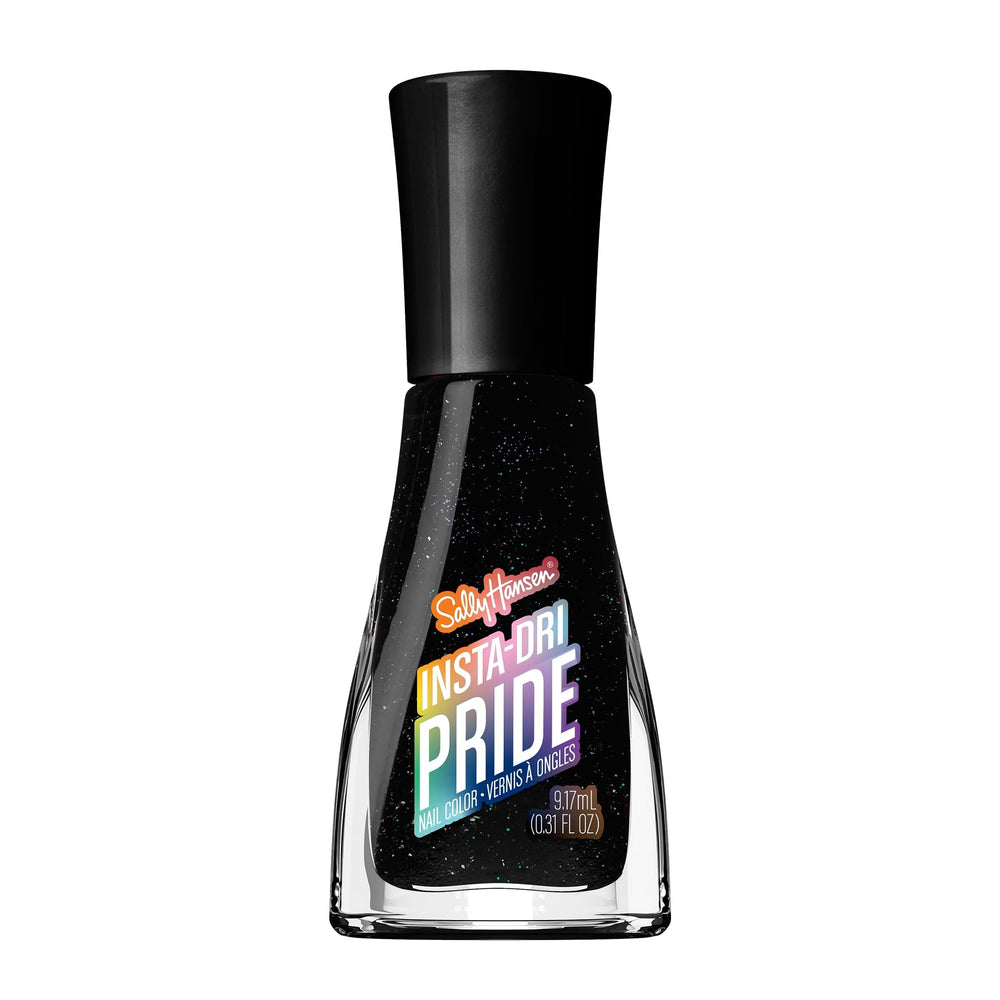Sally Hansen Insta-Dri Pride bottle close-up highlighting a glossy quick-dry finish.