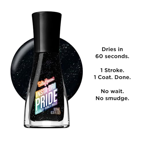 Close-up of nails shows a smooth, shiny Insta-Dri Pride finish.