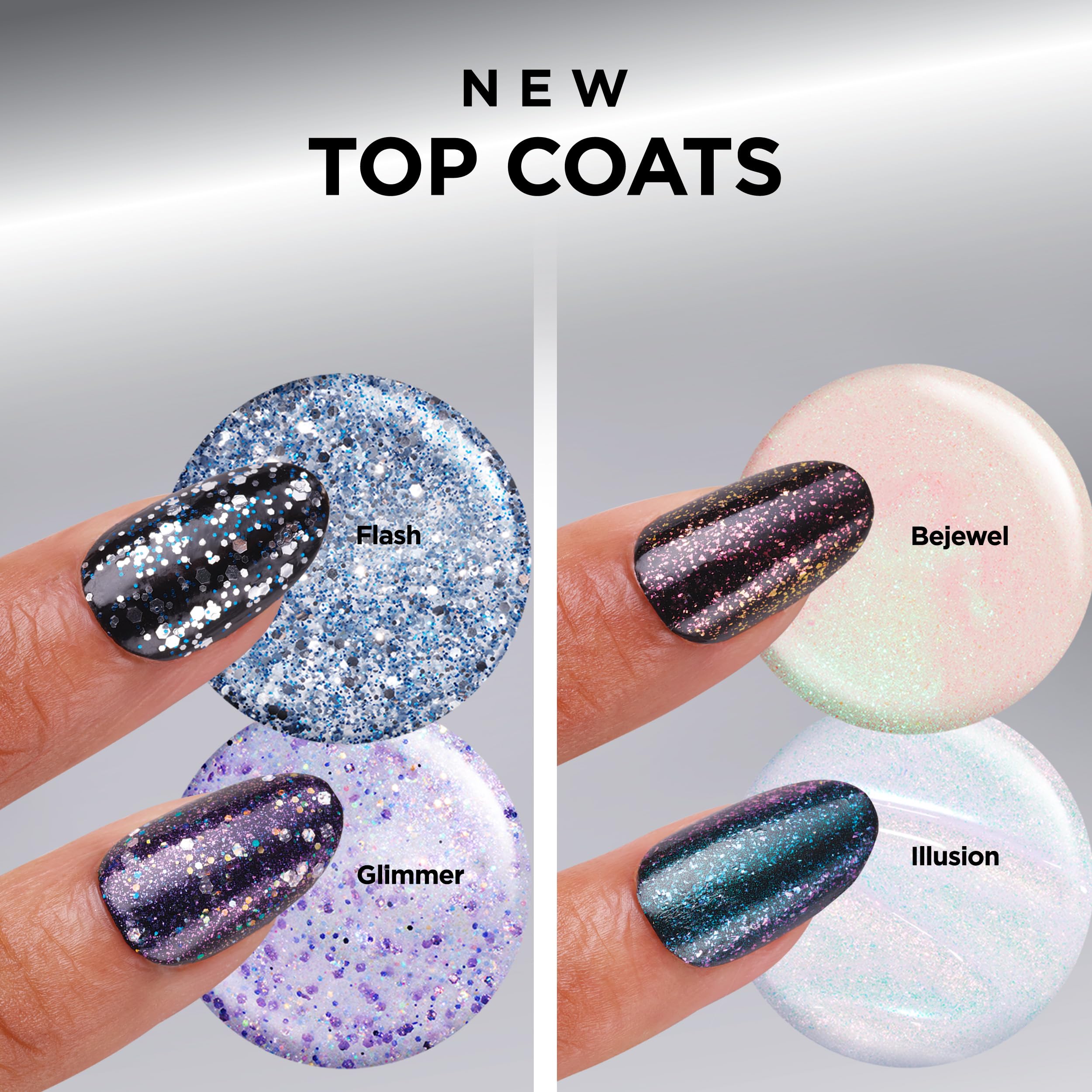 Sally Hansen Insta-Dri top coat iridescent and glitter finishes spice up shades