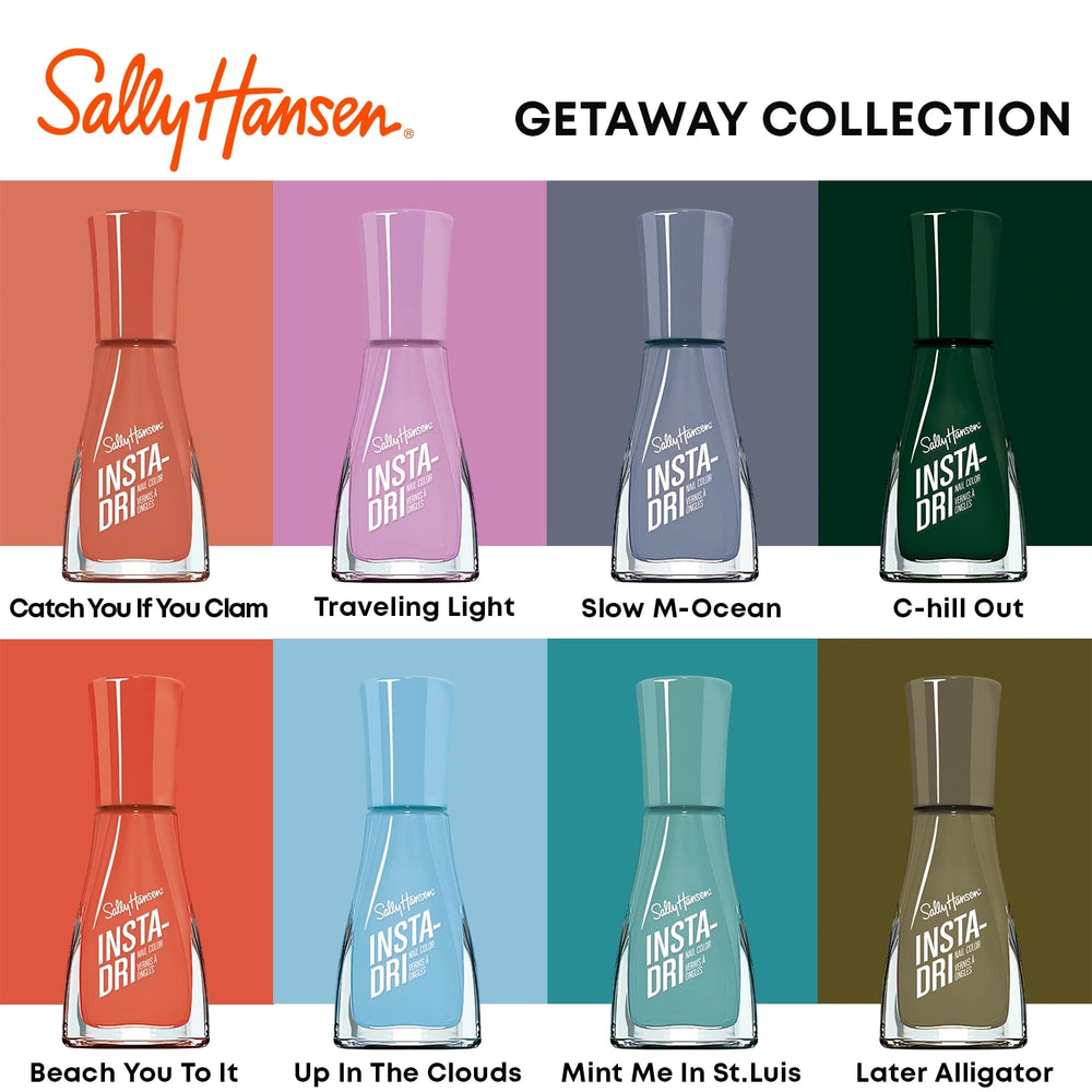 Display of Insta-Dri shade range highlighting Traveling Light among creams.