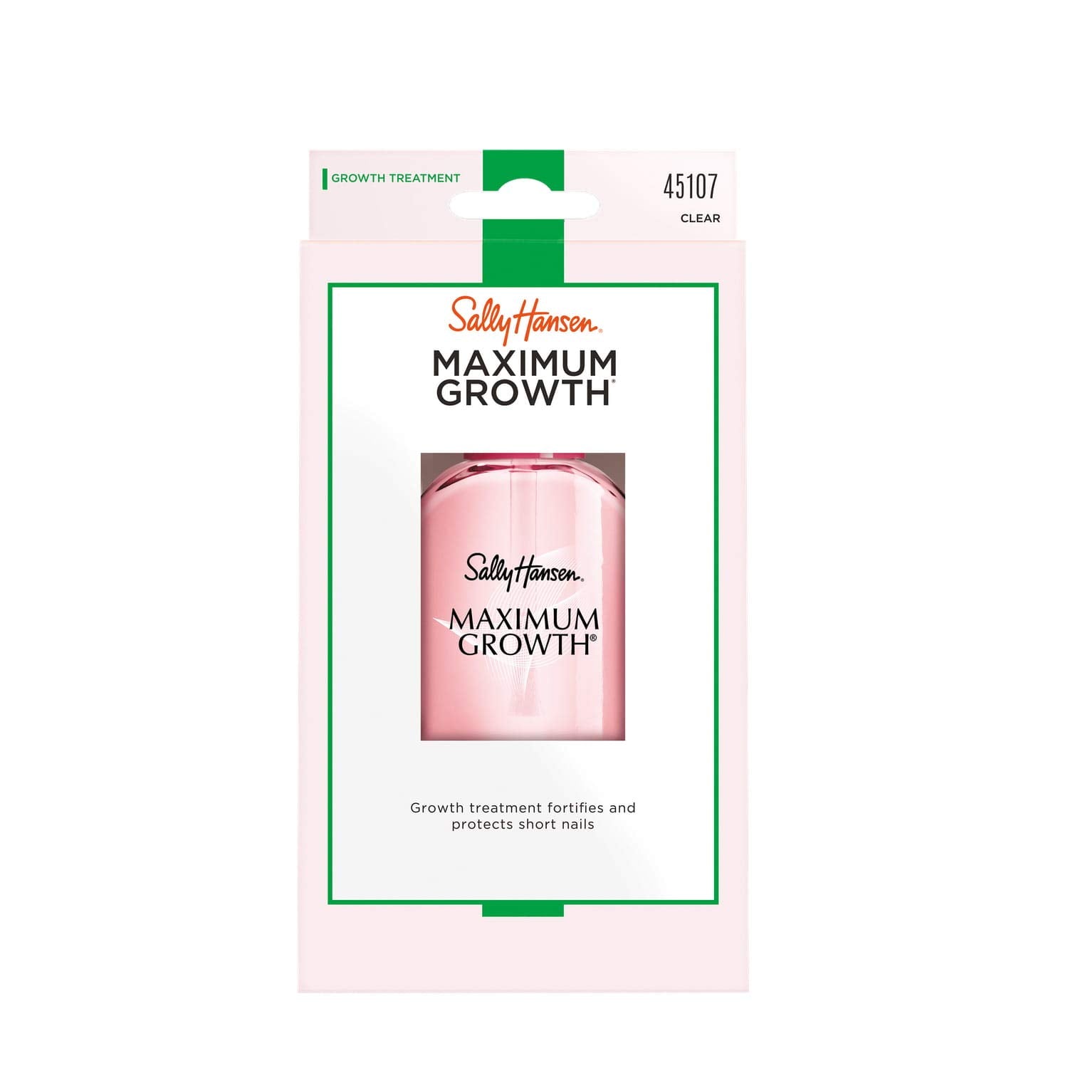 Sally Hansen Maximum Growth nail polish brush demonstrates easy one-coat application for strengthening nails.