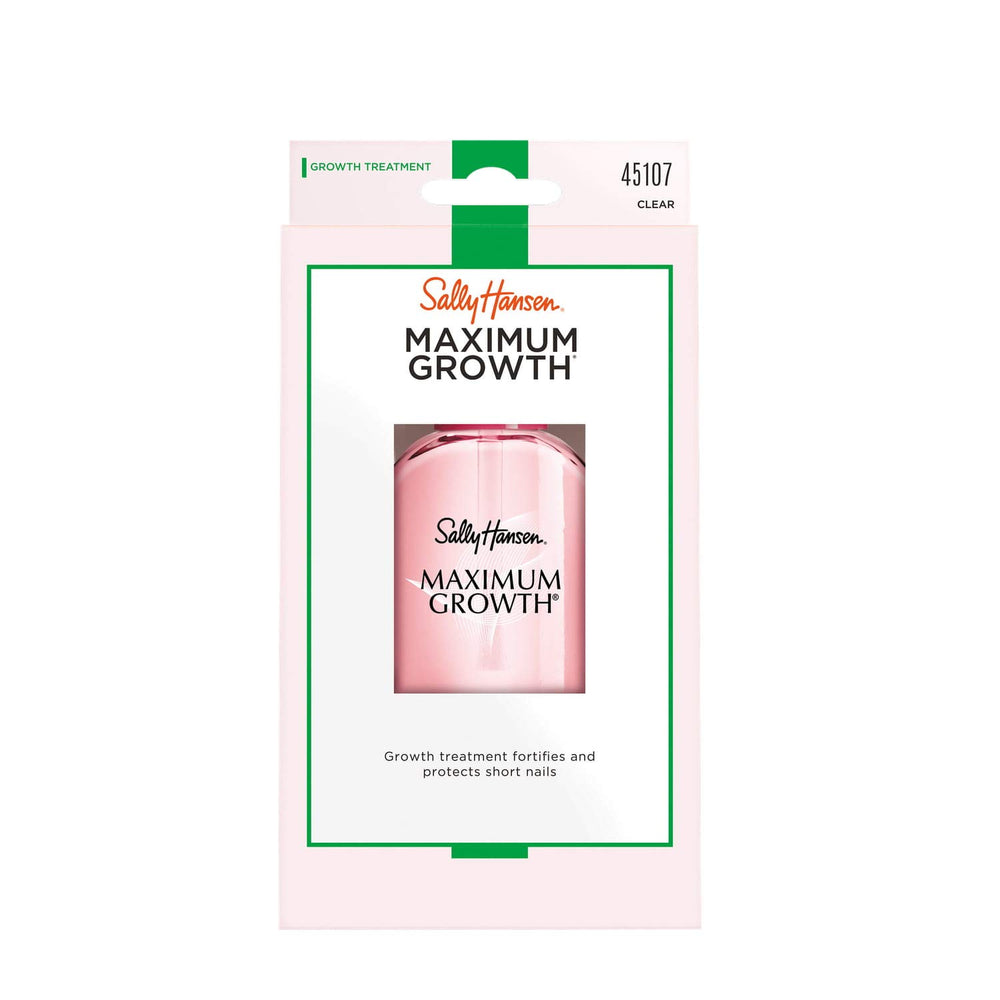 Sally Hansen Maximum Growth nail polish brush demonstrates easy one-coat application for strengthening nails.