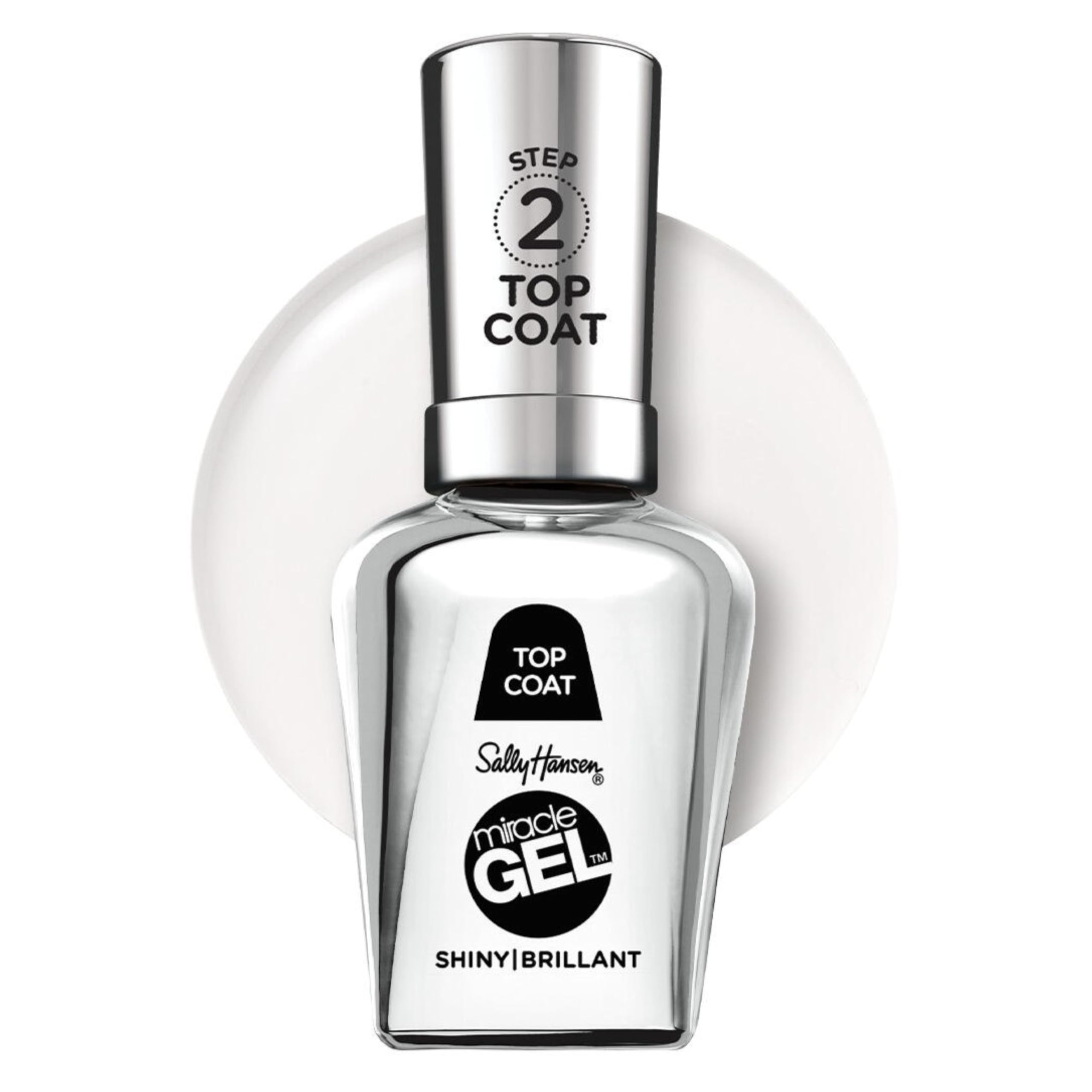 Sally Hansen Miracle Gel: botella color, acabado duradero para uñas.