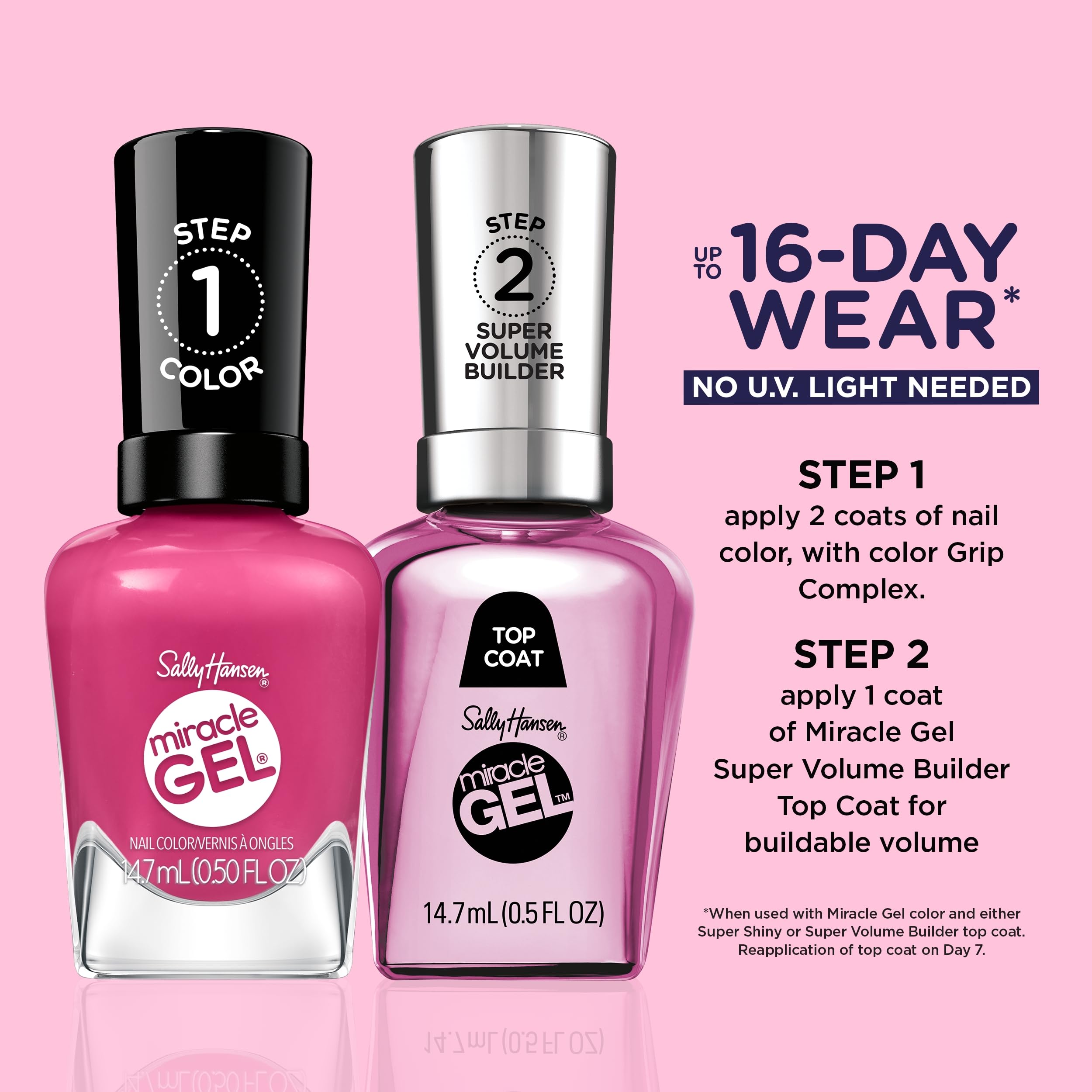 Sally Hansen Miracle Gel, dos pasos: color y capa superior