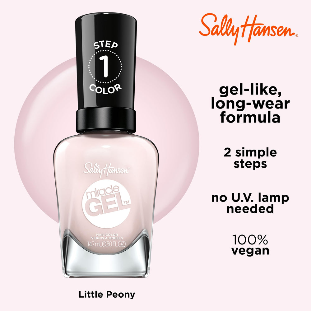 Sally Hansen Miracle Gel gloss finish enhances the semi-opaque pink shade