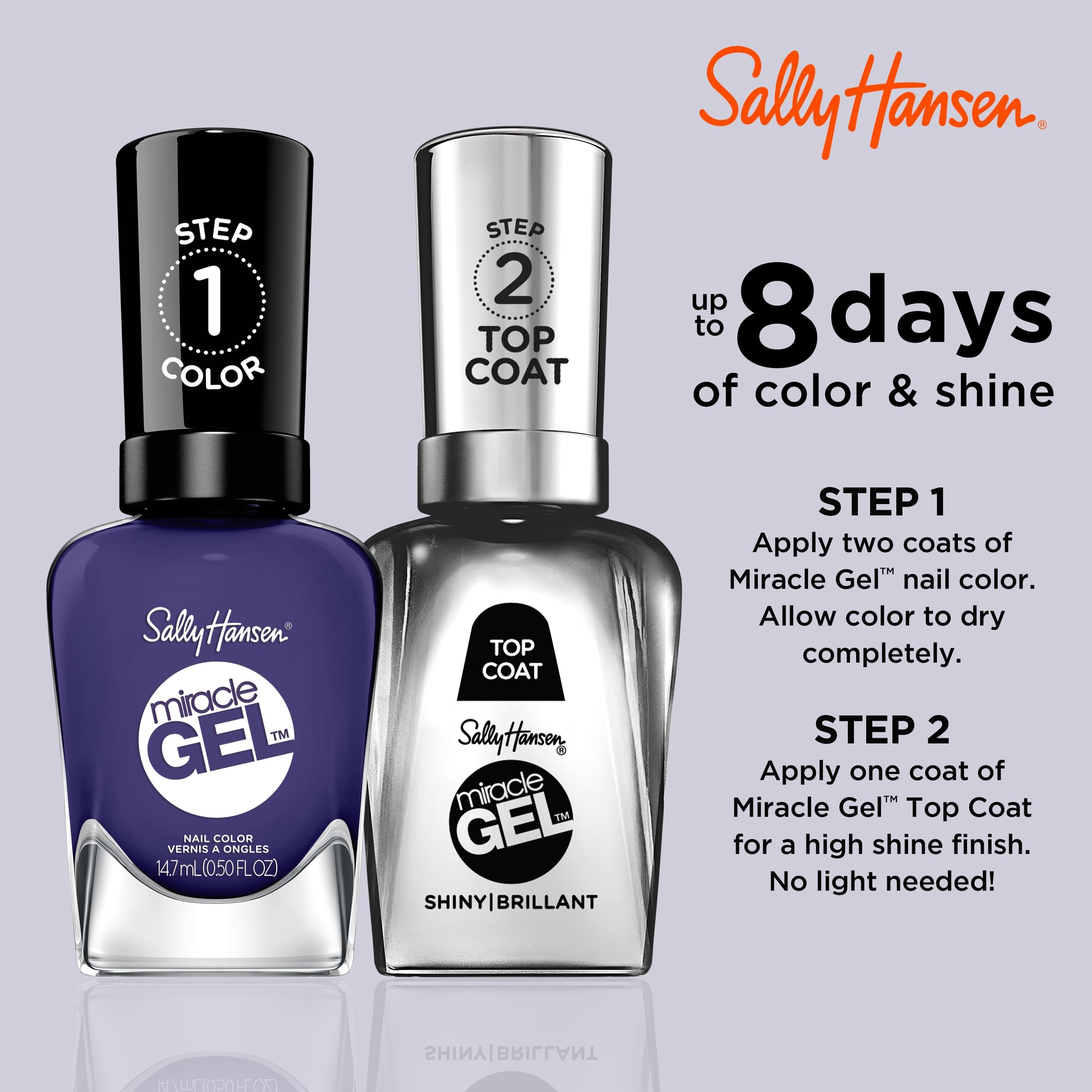 No UV light graphic communicates at-home salon-grade manicure without lamps.