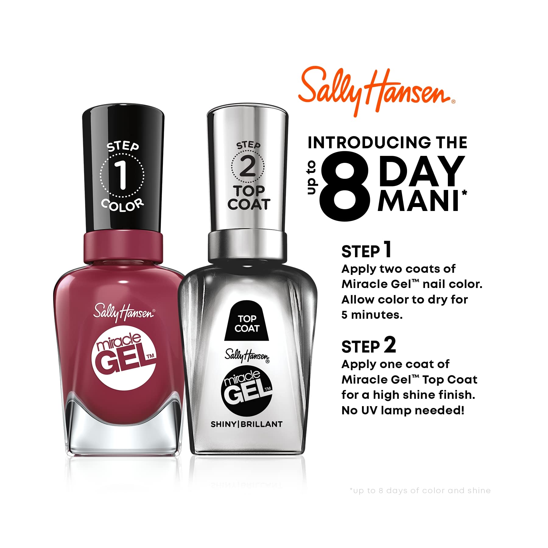 Sally Hansen Miracle Gel on nails with glassy, long-wear finish.