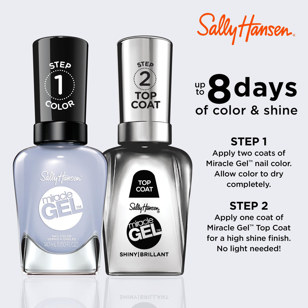 Sally Hansen Miracle Gel top coat application for chip-resistant wear.