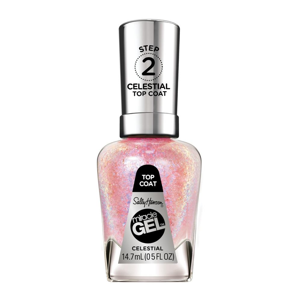 Sally Hansen Miracle Gel Top Coat muestra efecto especial de cambio de color en uñas.